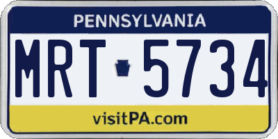 PA license plate MRT5734