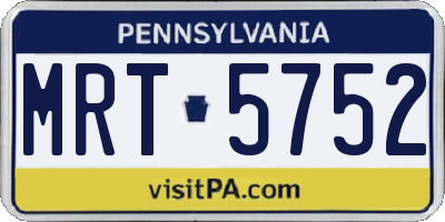 PA license plate MRT5752