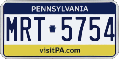 PA license plate MRT5754