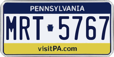 PA license plate MRT5767