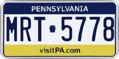 PA license plate MRT5778