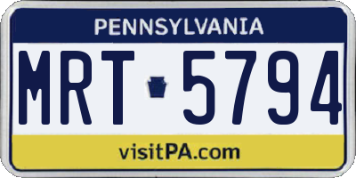 PA license plate MRT5794