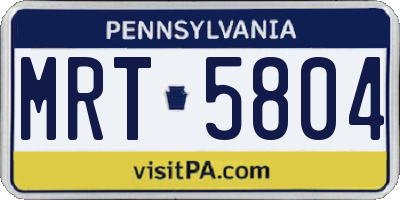 PA license plate MRT5804