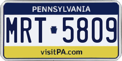 PA license plate MRT5809