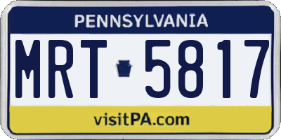 PA license plate MRT5817