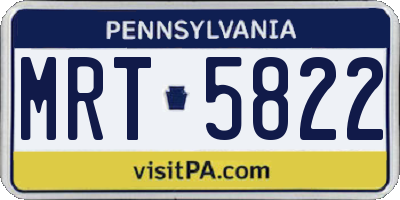 PA license plate MRT5822