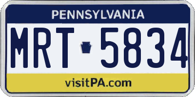 PA license plate MRT5834