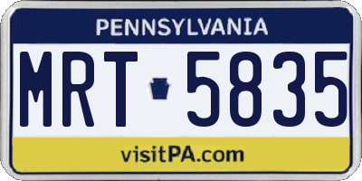 PA license plate MRT5835