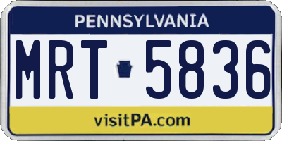 PA license plate MRT5836