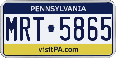 PA license plate MRT5865