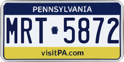 PA license plate MRT5872