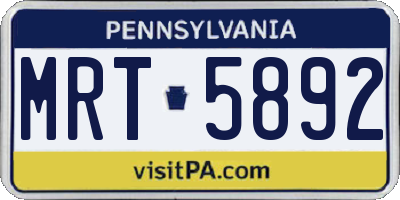 PA license plate MRT5892