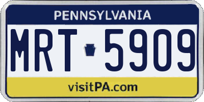 PA license plate MRT5909