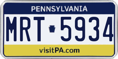 PA license plate MRT5934