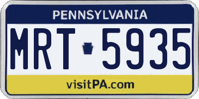 PA license plate MRT5935