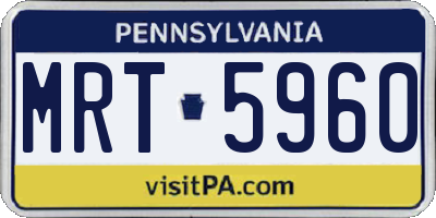 PA license plate MRT5960