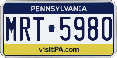 PA license plate MRT5980