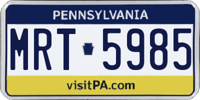 PA license plate MRT5985
