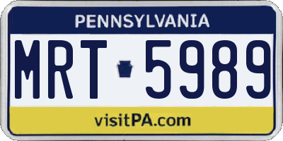 PA license plate MRT5989