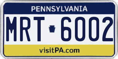PA license plate MRT6002