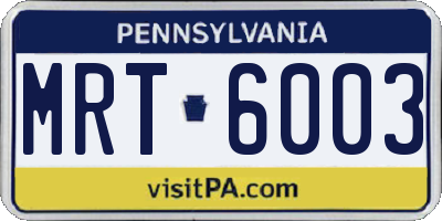 PA license plate MRT6003