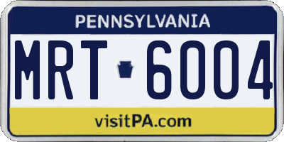 PA license plate MRT6004