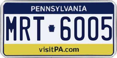 PA license plate MRT6005
