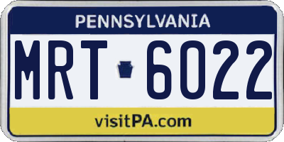 PA license plate MRT6022
