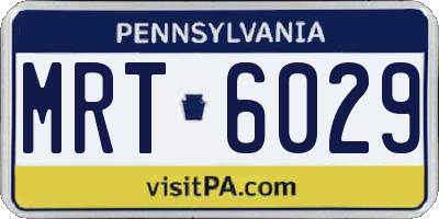 PA license plate MRT6029