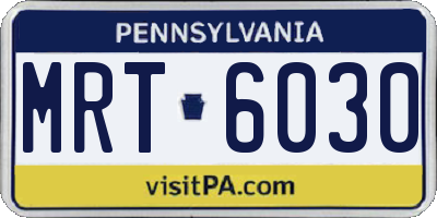 PA license plate MRT6030