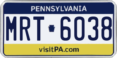 PA license plate MRT6038