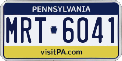 PA license plate MRT6041