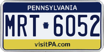 PA license plate MRT6052