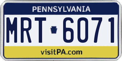 PA license plate MRT6071