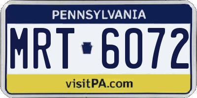PA license plate MRT6072