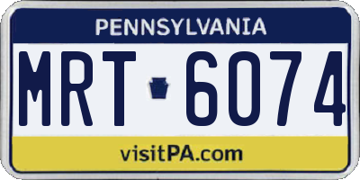 PA license plate MRT6074