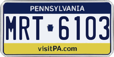 PA license plate MRT6103