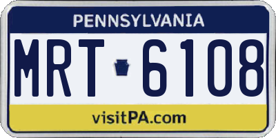 PA license plate MRT6108