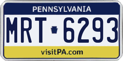 PA license plate MRT6293