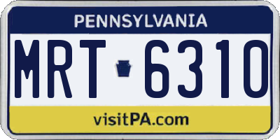PA license plate MRT6310