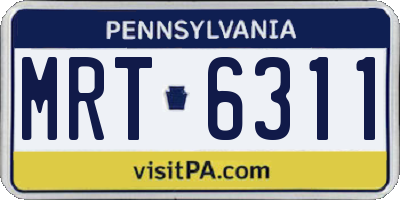 PA license plate MRT6311