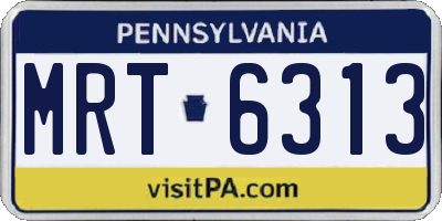 PA license plate MRT6313