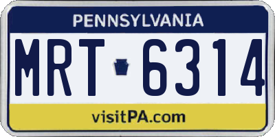 PA license plate MRT6314