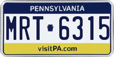 PA license plate MRT6315