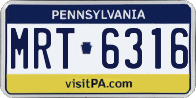 PA license plate MRT6316