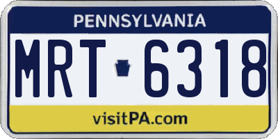 PA license plate MRT6318