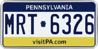 PA license plate MRT6326