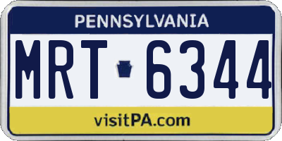 PA license plate MRT6344