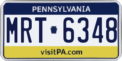 PA license plate MRT6348