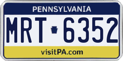 PA license plate MRT6352
